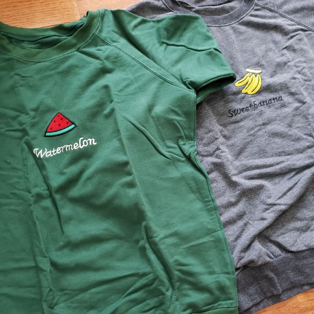 2 long sleeve fruit shirts